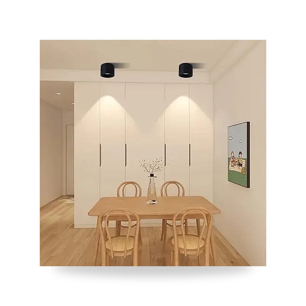 فريم سبوت لايت سقف غاطس GU10 دائري أسود لايت موديل 8HU2304 - 98*100 - BK+BK3