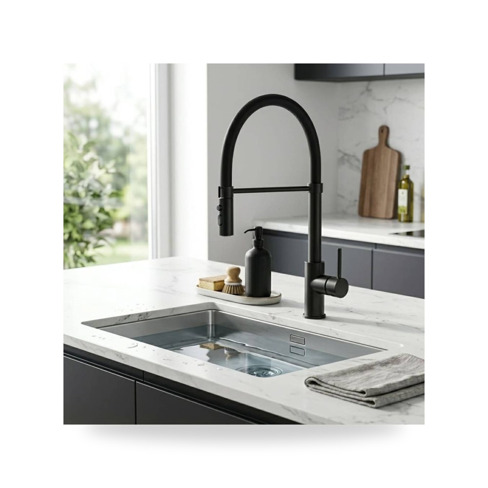 خلاط مطبخ مودرن أسود مع رأس سحاب موديل 8TU - M3046 - BK3