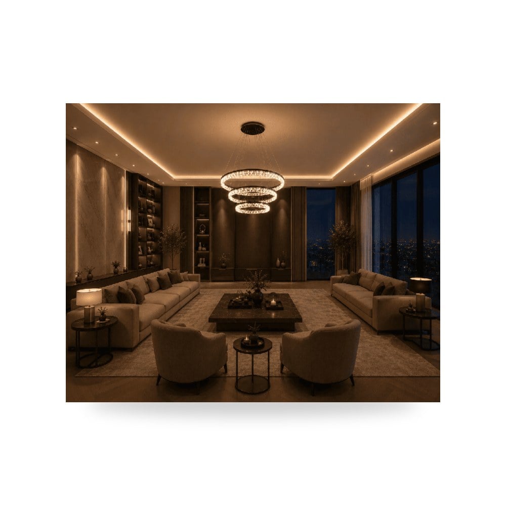 ثريا مودرن اسود الانارة 3 اضاءات 125 واط لايت موديل 8HA - D6003 - 4+6+8BK+3CO3