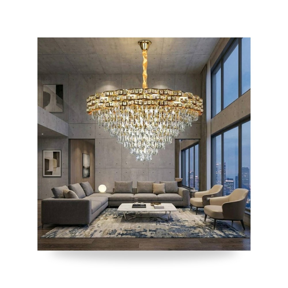 ثريا نيو كلاسيك ذهبي 100 سم 22 لمبة E14 لايت موديل 8HA - E6916 - 1000GD3