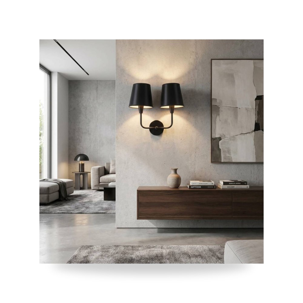 انارة جداري كلاسيك 2 لمبة E14 موديل 8WA - E7225 - 2BK+BK3