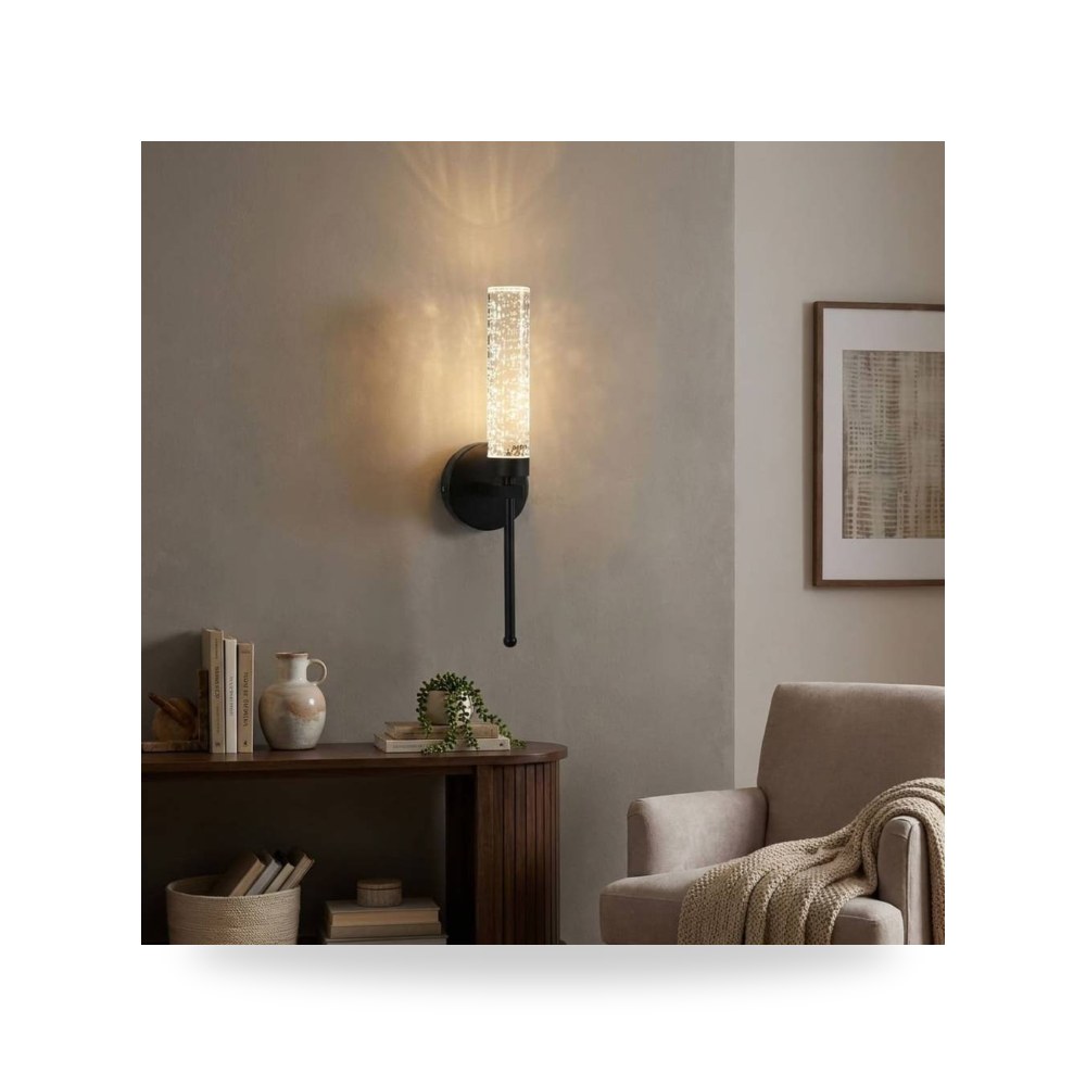انارة جداري مودرن اسود 3 اضاءات قزاز شفاف 3 موديل 8WA - E7218BK+3CO3