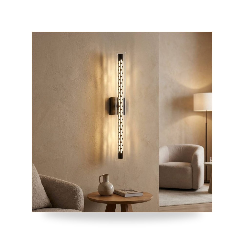 انارة جداري مودرن اسود 3 اضاءات قزاز شفاف 5 موديل 8WA - E7222BK+3CO3