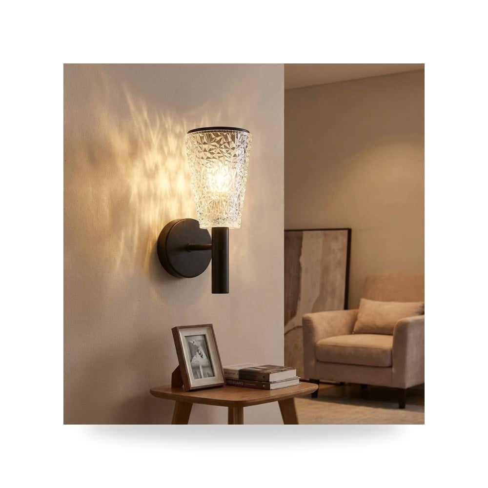 انارة جداري مودرن اسود 3 اضاءات قزاز ثلجي 5 موديل 8WA - E7221BK+3CO3