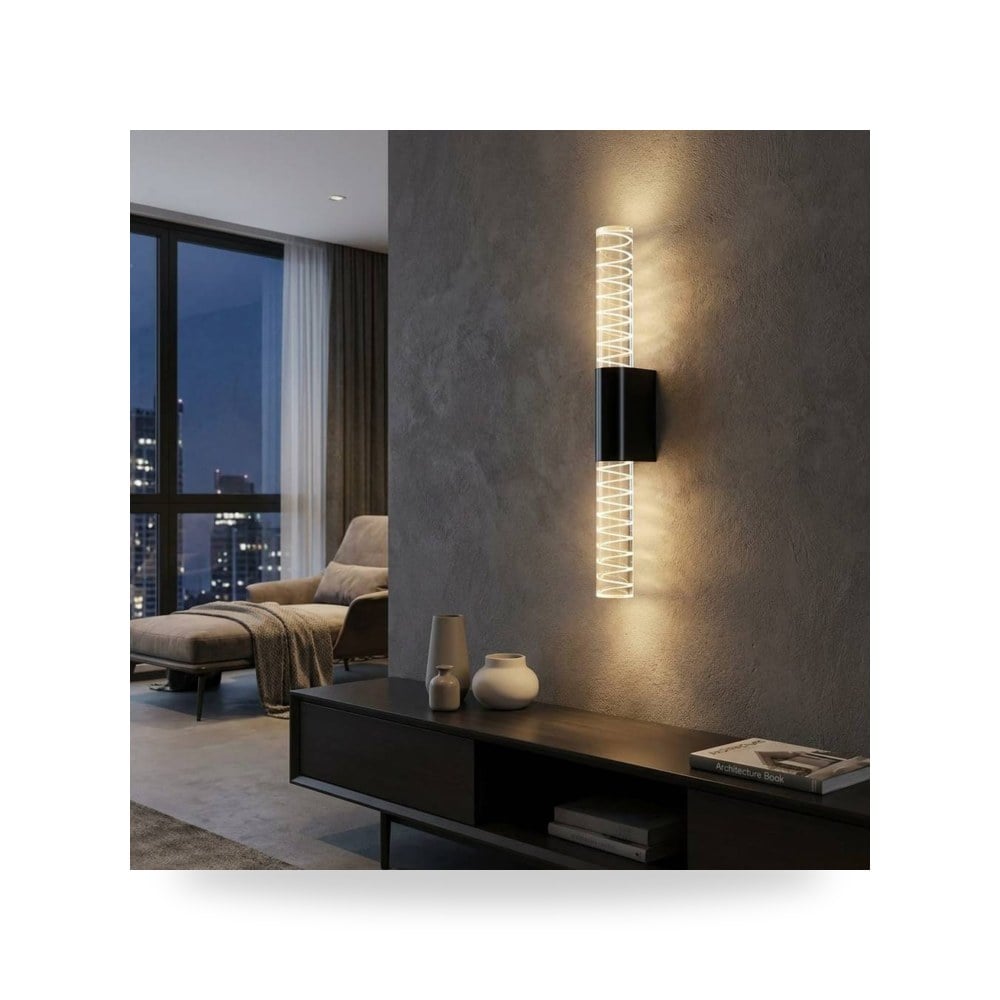 انارة جداري اكريليك اسود 3 اضاءات 35 سم 5 واط موديل 8WA - E7248 - 350PBK+3CO3