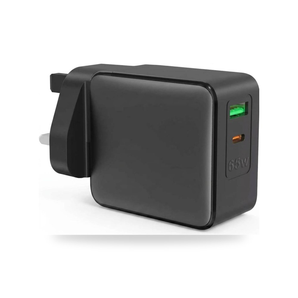 شاحن سريع 65 واط منفذين USB TYPE C موديل 8TF1031 - A+C - BK3