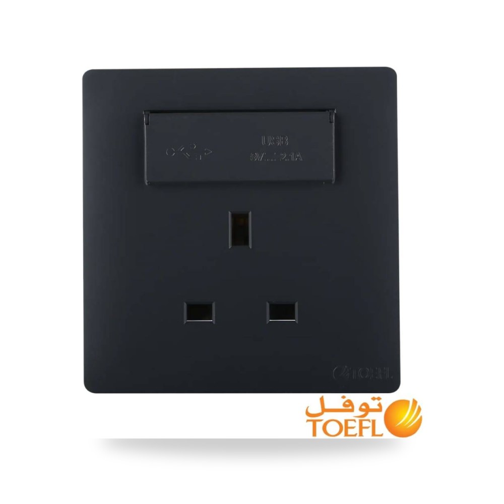 فيش ثلاثي usb توفل اسود أسود موديل 14216