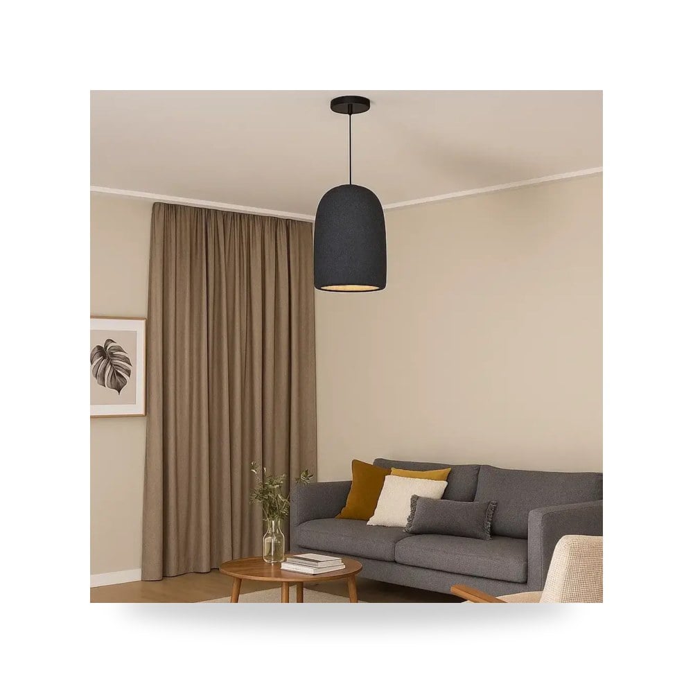انارة معلقة شكل حجري 30 سم اسود أسود لايت موديل 8HA - D6044 - 300BKG3