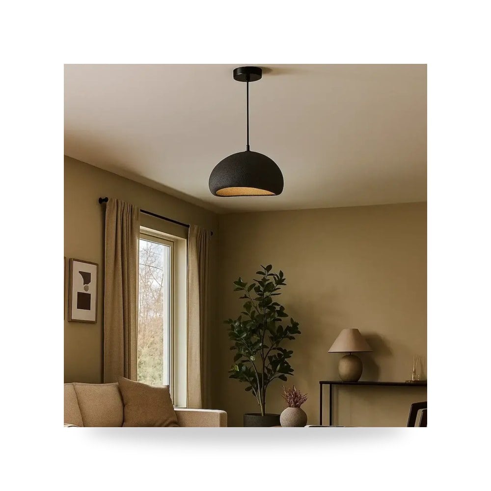 انارة معلقة شكل حجري 50 سم اسود أسود لايت موديل 8HA - D6457 - 500BK3