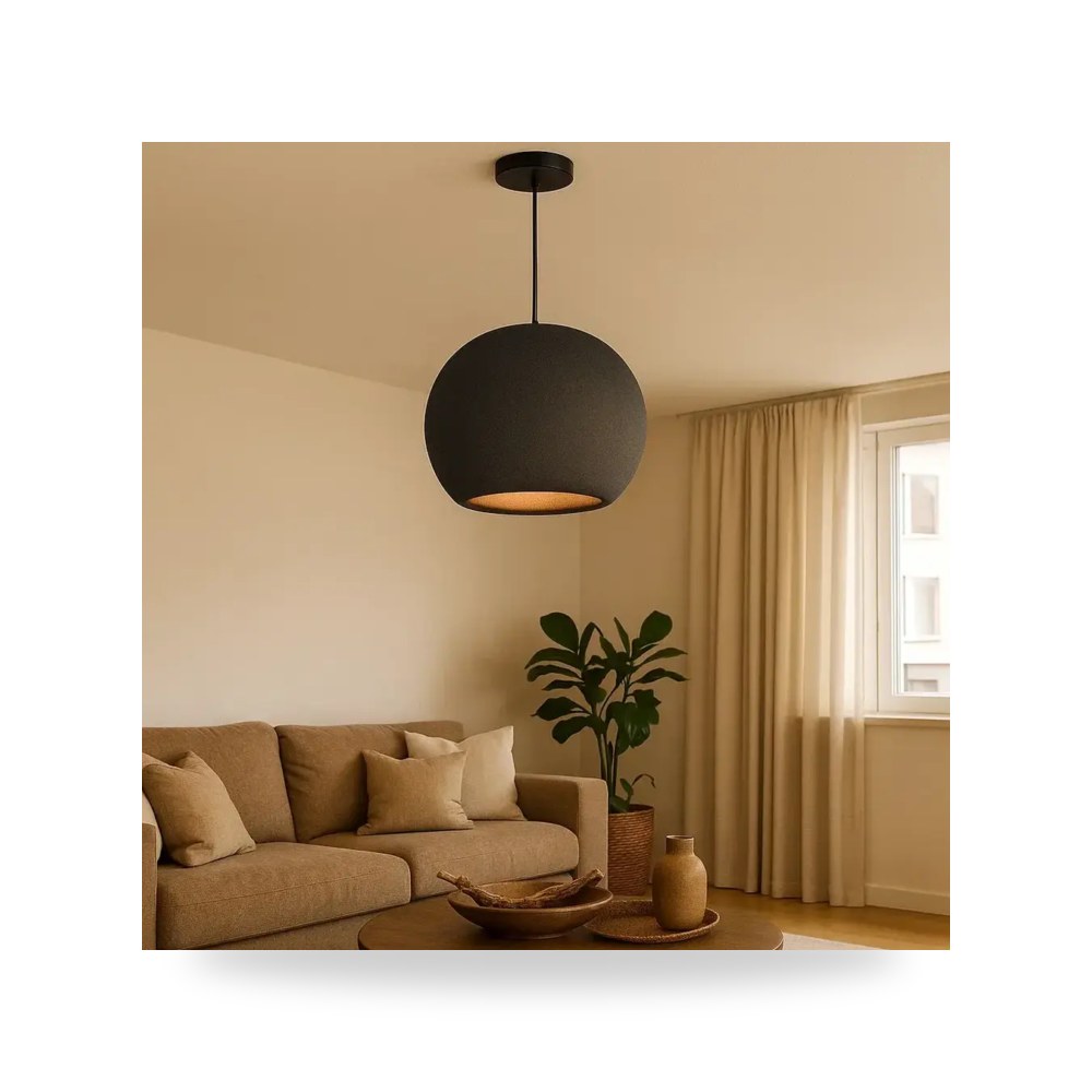 انارة معلقة شكل حجري 45 سم اسود موديل 8HA - D6046 - 450BKG3