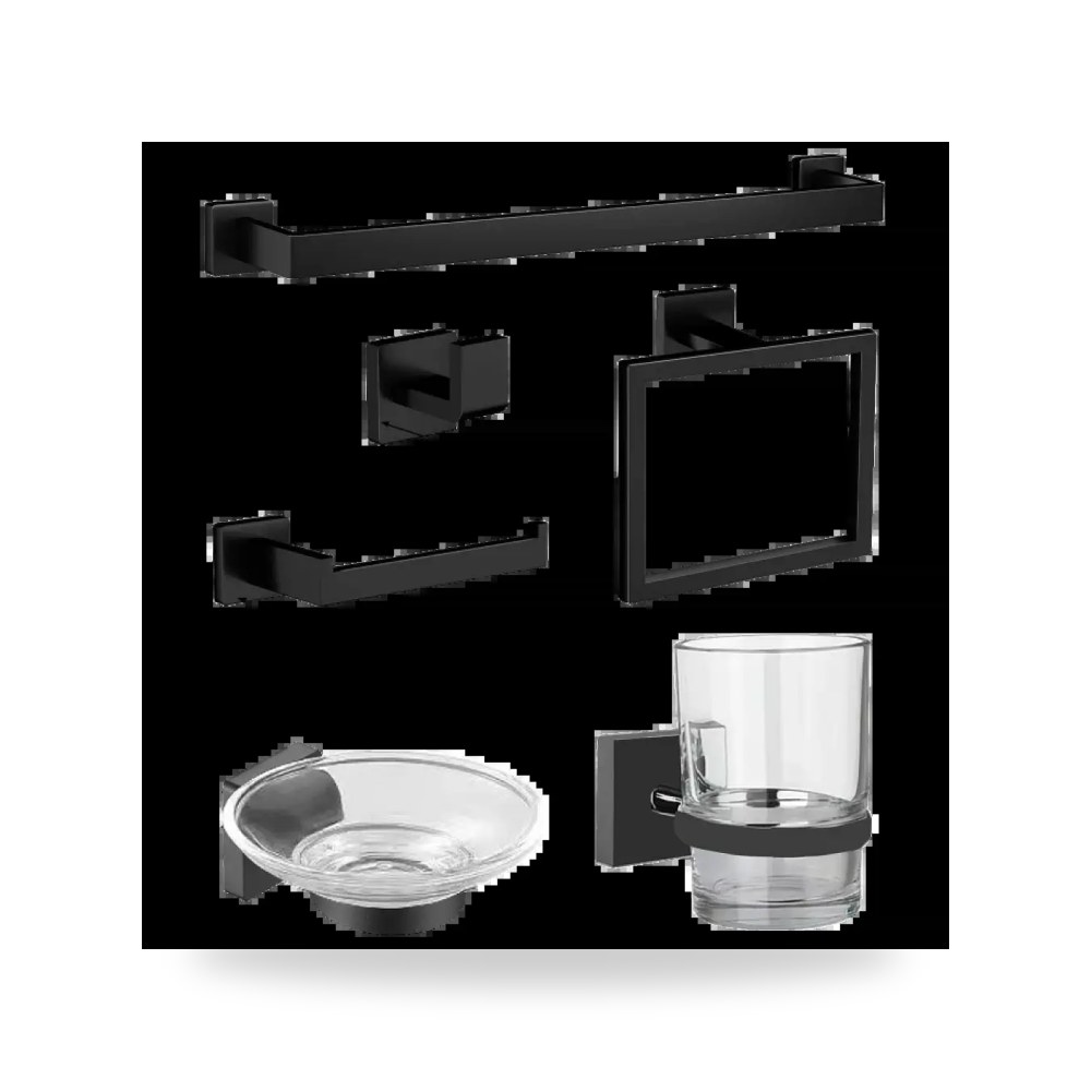 طقم اكسسوار مربع ستانلس ستيل اسود موديل 8TU - A7004SET - BK3