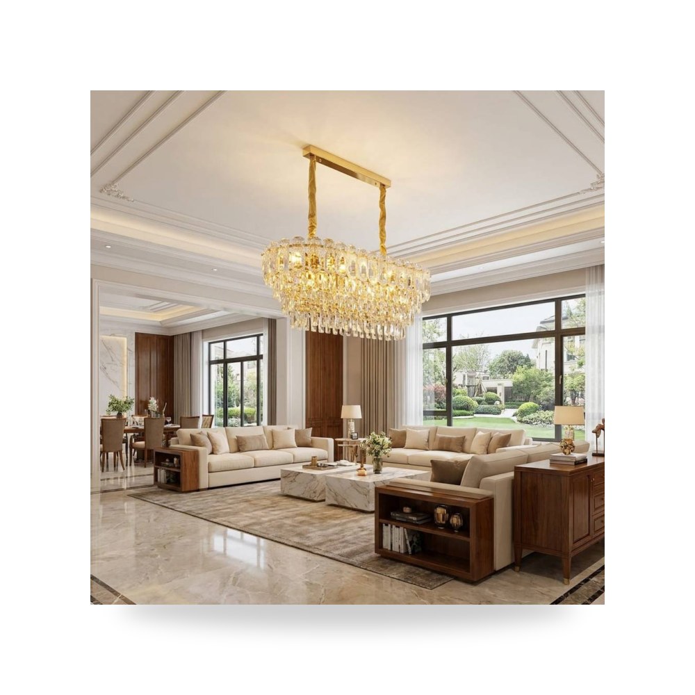 ثريا كلاسيك ذهبي 10 لمبة E14 موديل 8HA - E6911 - 800*300GD3