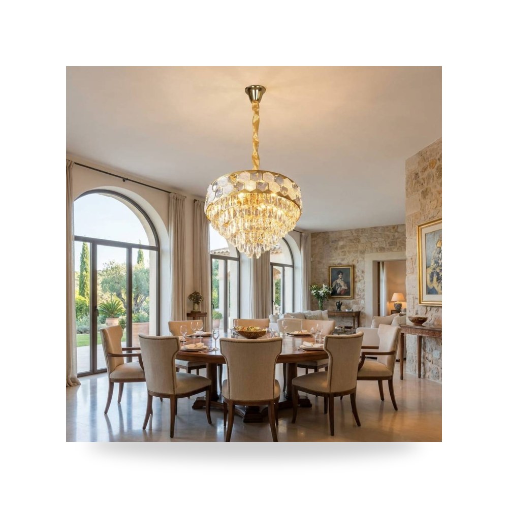 ثريا كلاسيك ذهبي قطر 60 سم 9 لمبة E14 لايت موديل 8HA - E6884 - 600GD3