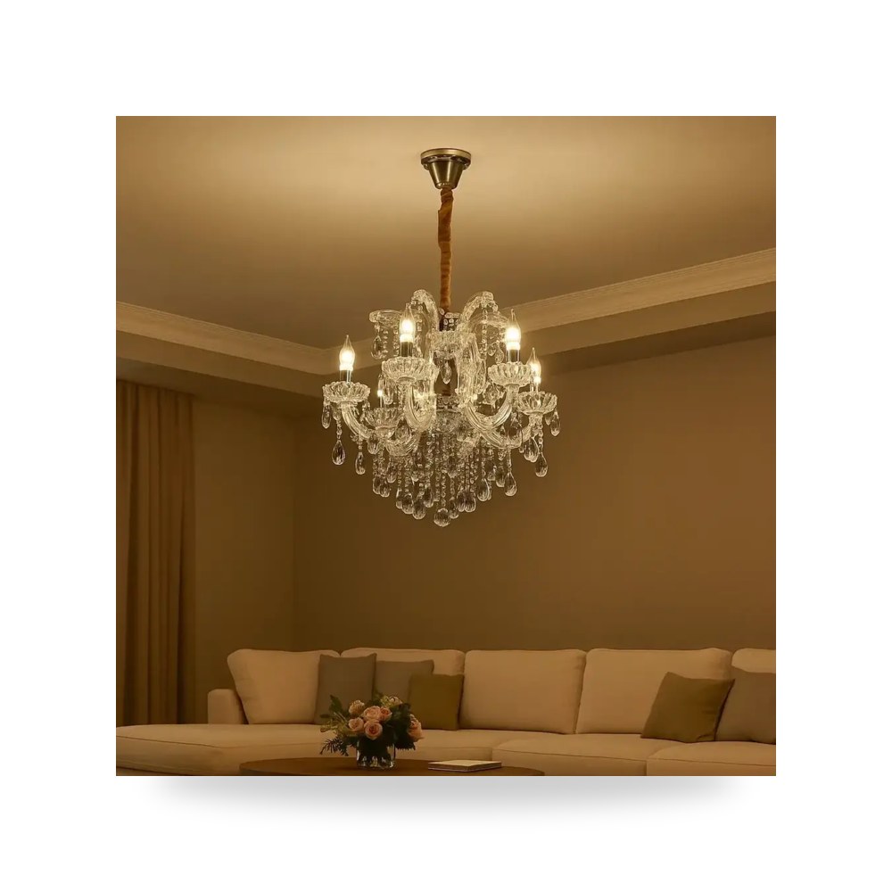 ثريا كلاسيك شمعدان فضي 6 لمبة E14 موديل 8HA - R5369 - 6CH+WH3