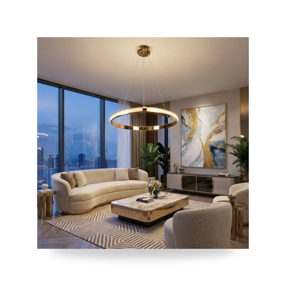 ثريا مودرن 3 اضاءات 40 سم 30 واط ذهبي او اسود موديل 8HA - E7209 - 400FGD+3CO3