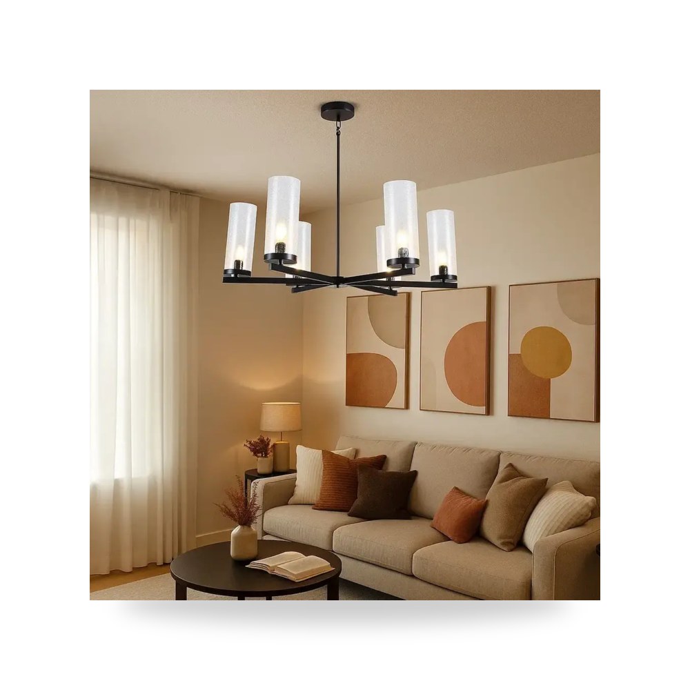 ثريا كلاسيك اسود 6 لمبات E14 قطر 80 سم لايت