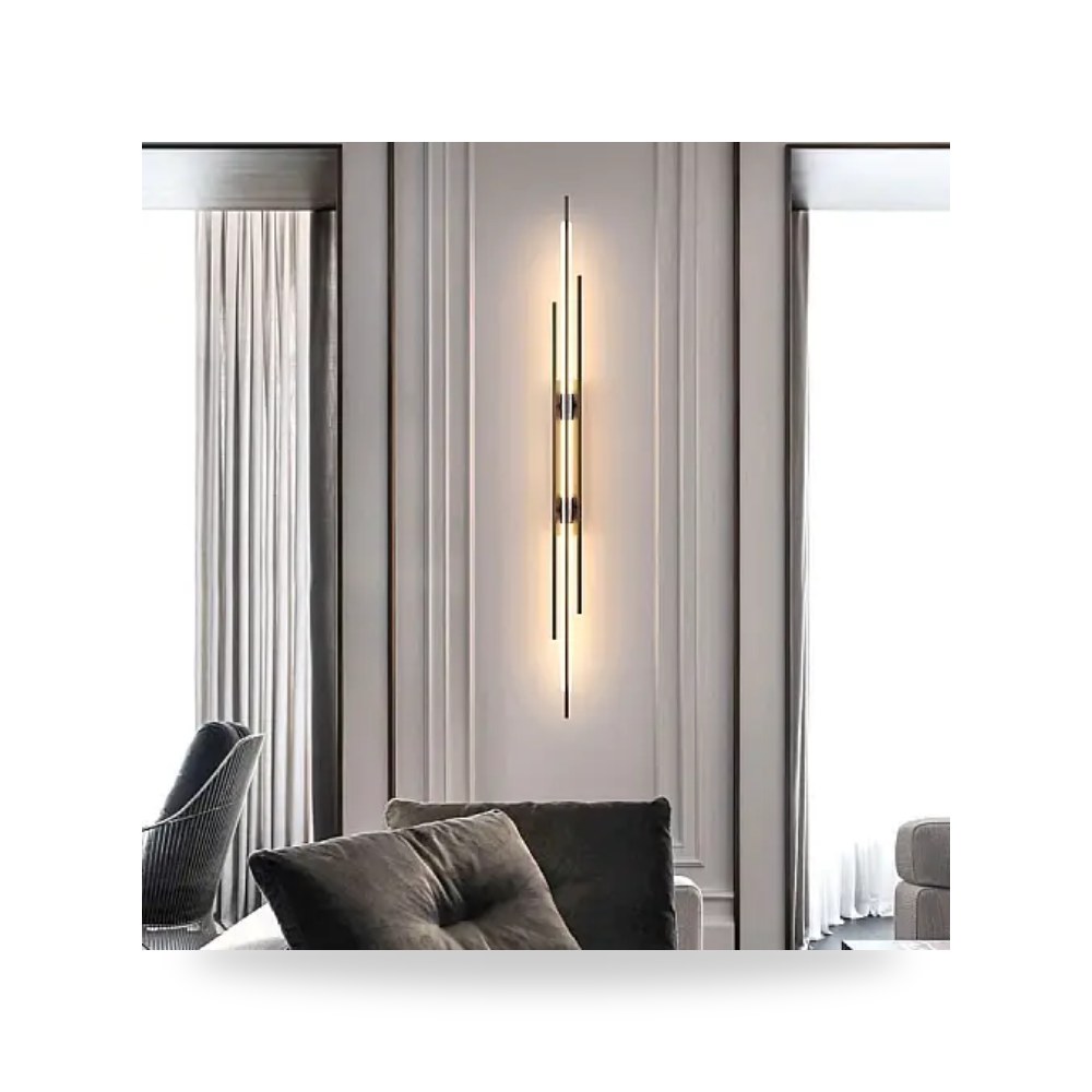 انارة جداري مودرن اسود مع 3اضاءات 12 واط طول موديل 8WA - C5384 - 800 - BK+3CO3