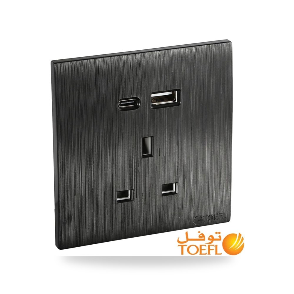 فيش ثلاثي مع منفذ يو اس بي USB مع تايب سي موديل 14886
