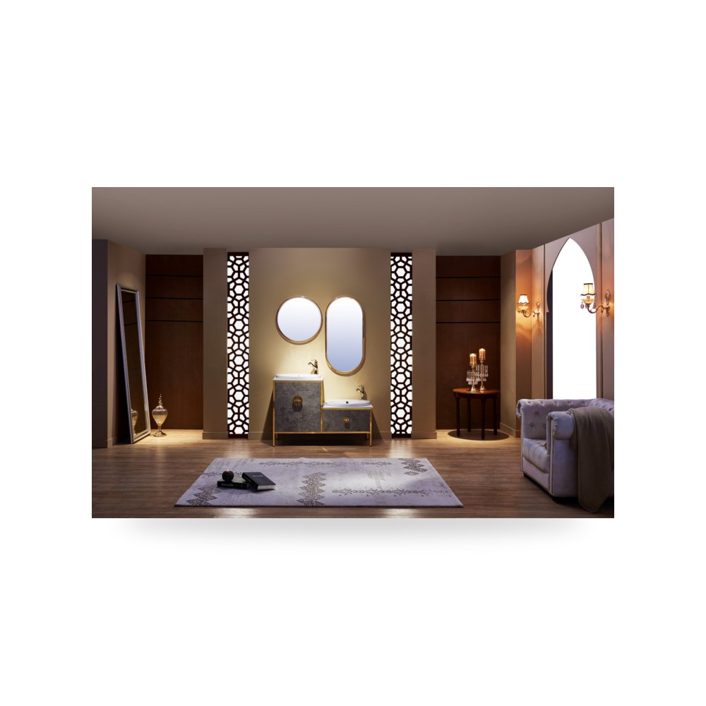 كابينة حمام مزدوجة مع 2 مغسلة و2 مرايا 125 سم شركة (REMCO) موديل B09.2366