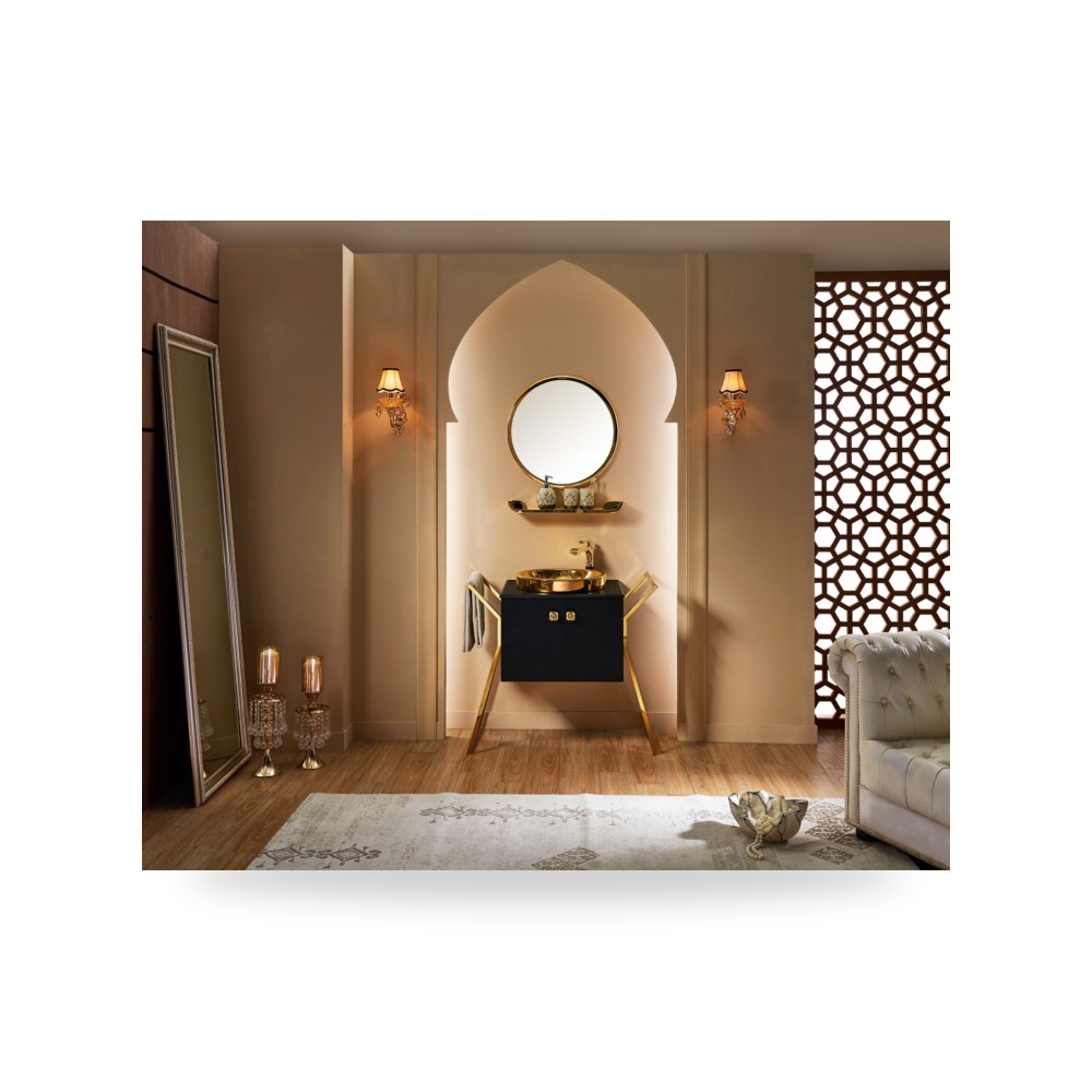 كابينه خشبية مع حوض مغسلة، مرآة ورف 97 سم شركة (REMCO) موديل B09.2370