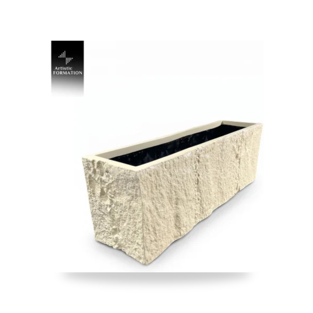حوض زراعة مستطيل بنمط حجري مصنع التشكيل الفني للفيبرجلاس (Artistic Formation)