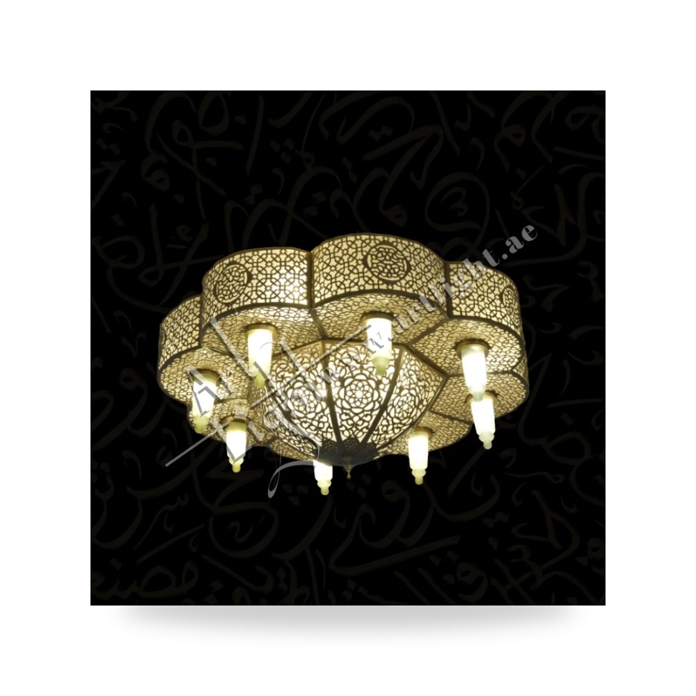 إنارة سقفية نحاسية لطش وديكورية بتصميم أندلسي آرت لايت (Art Light) - للإنارة الفاخرة