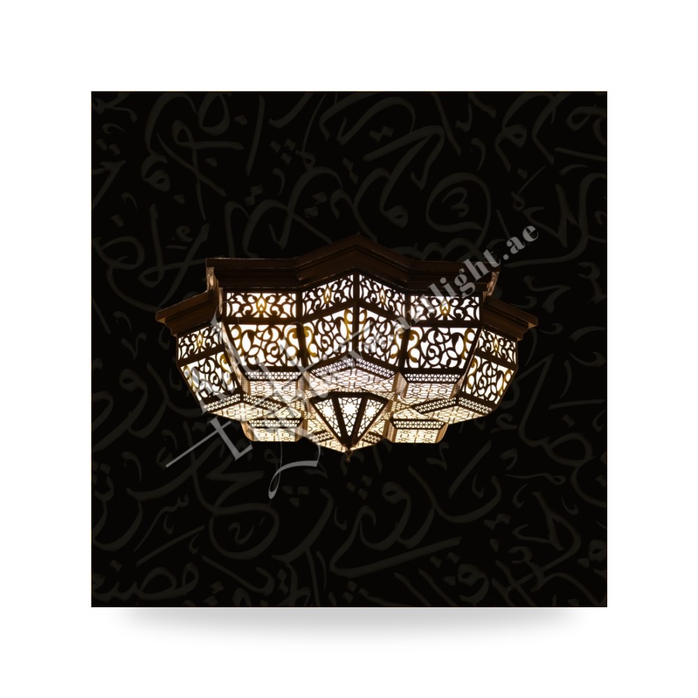 إنارة سقفية نحاسية لطش وديكورية بتصميم أندلسي آرت لايت (Art Light) - للإنارة الفاخرة