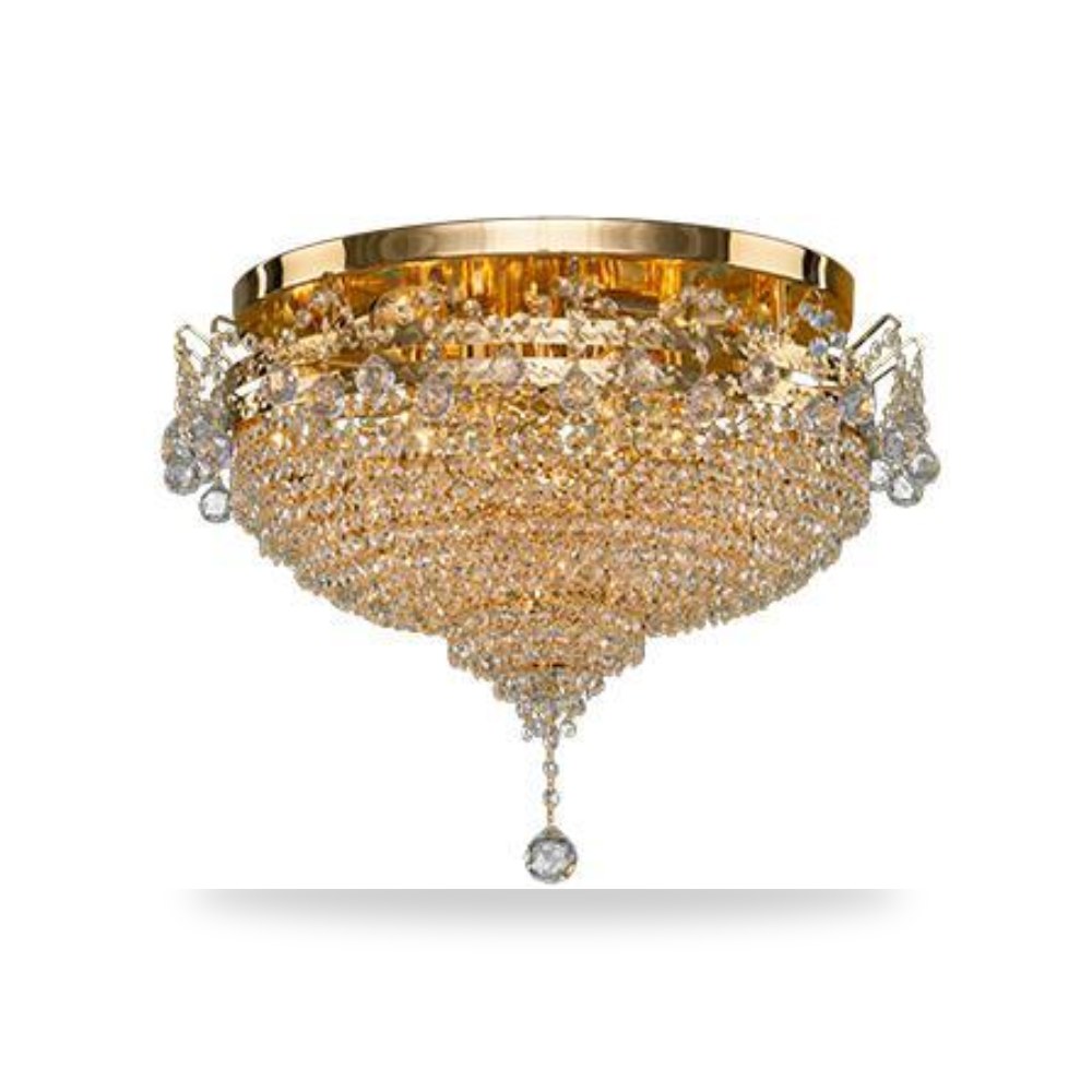 إنارة سقفية لطش كريستال عصفور مذهبة ومرصعة كريستال عصفور (Asfour Crystal) - للمشغولات