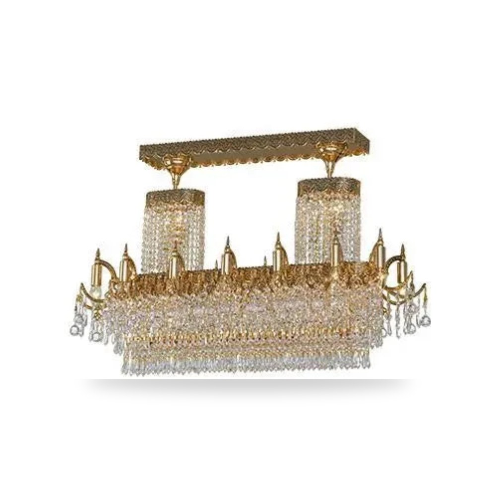إنارة سقفية لطش كريستال عصفور مذهبة ومرصعة كريستال عصفور (Asfour Crystal) - للمشغولات