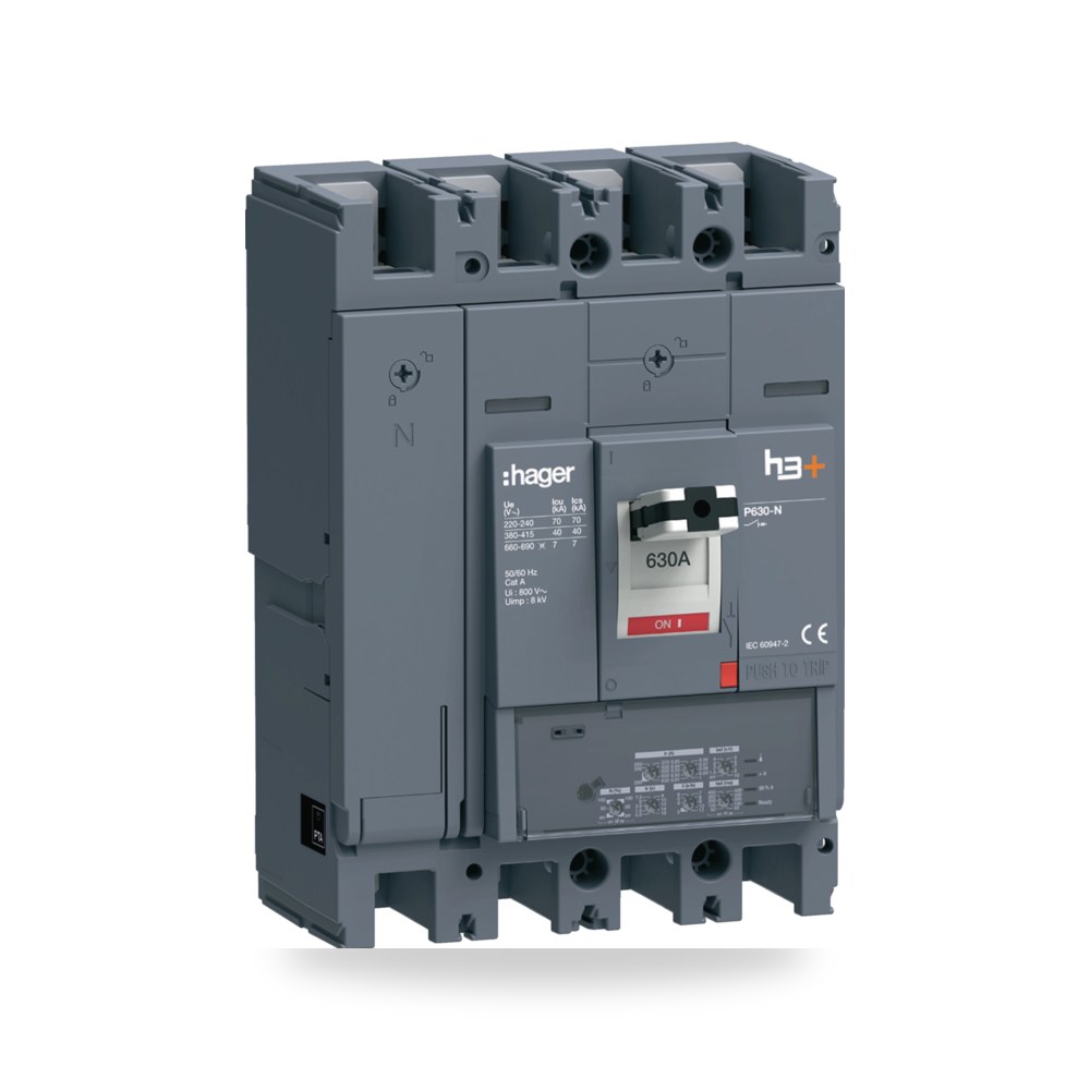 قاطع مقولب هاجر h3+ رباعي LSIG 4P 630A HNW631LR Hager (هاجر)