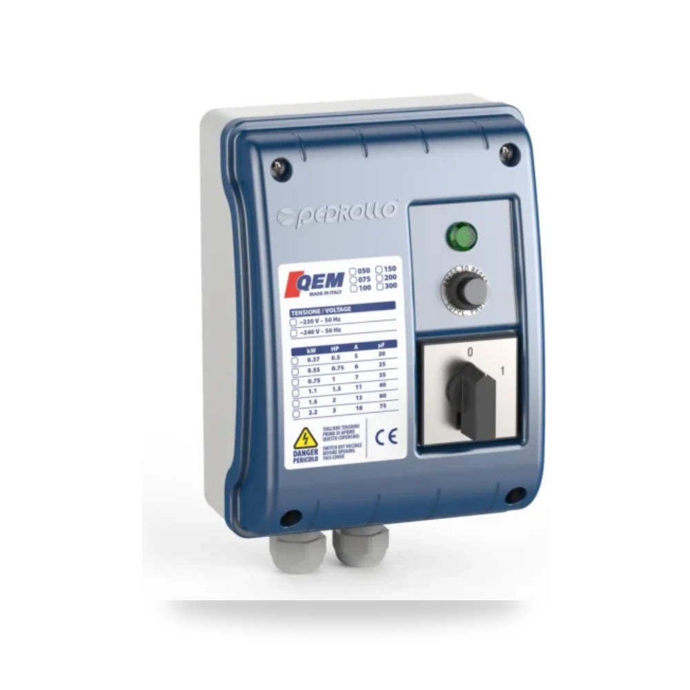 لوحة تحكم مضخات آبار أحادية الطور QEM بيدرولو (Pedrollo S.p.A.) موديل PED-QEM