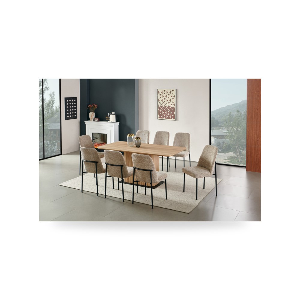 طاولة طعام خشبية مع 8 كراسي موديل M 181809 كود 052