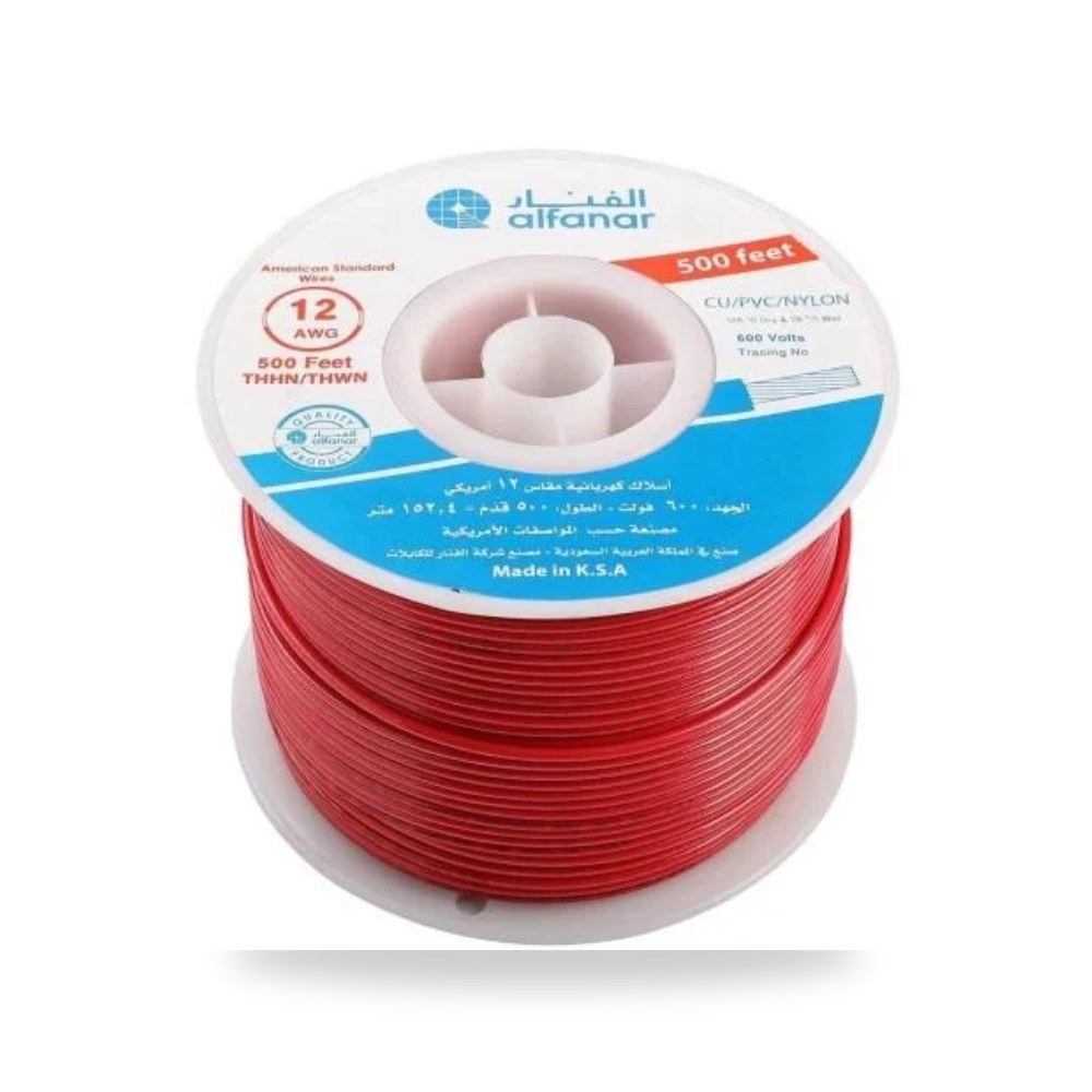 سلك نحاس 450 - 750 فولت - طول اللفه 250 قدم - AWG - THNN AWG12 الفنار