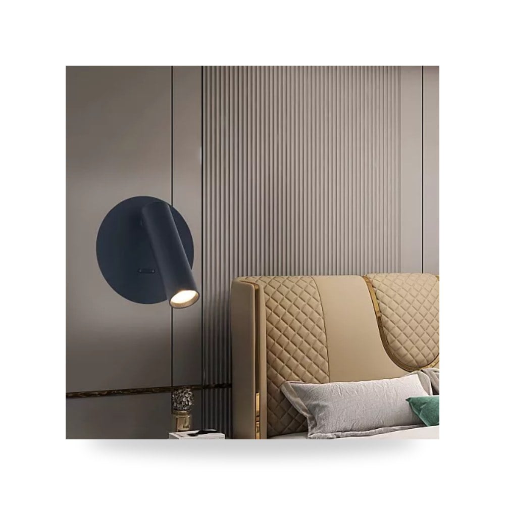 ابليك حائط مودرن اسود 3 واط اصفر همر Hamer UP-15