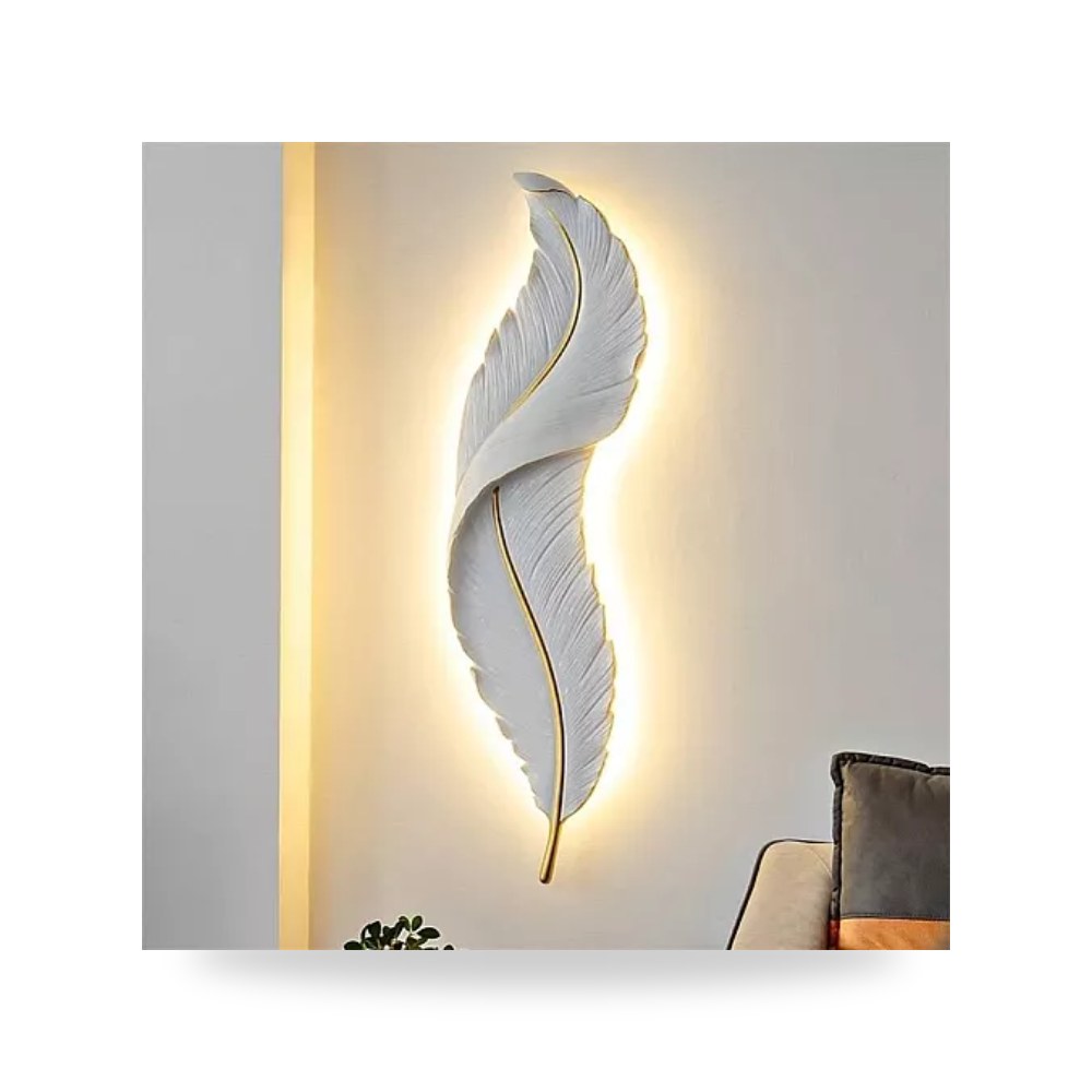 أبليك جداري ريشة أبيض صغير 45x10cm أصفر هامر همر موديل UP-15