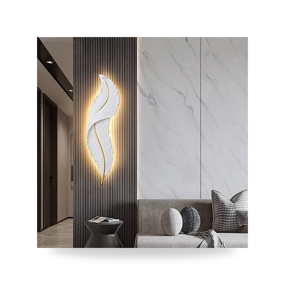 أبليك جداري ريشة أبيض وسط 62x16cm أصفر هامر همر موديل UP-15