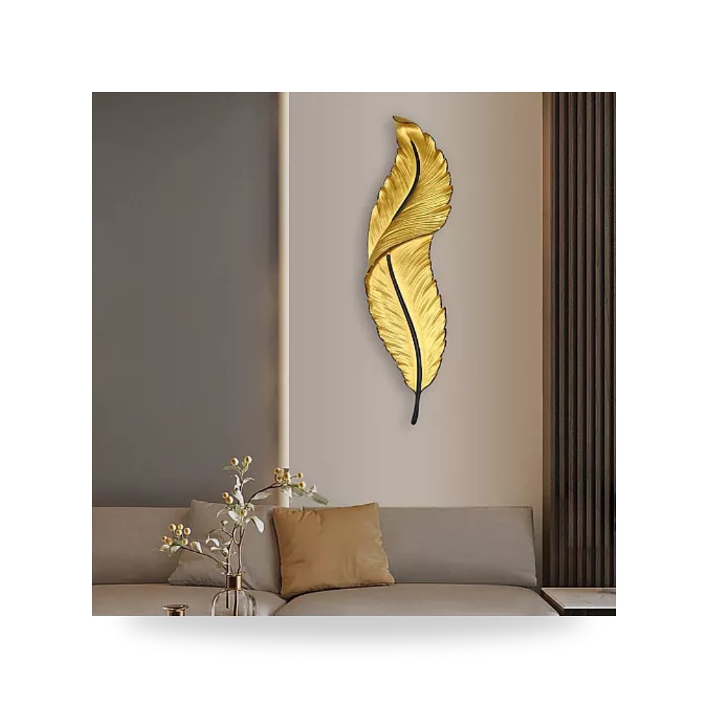أبليك جداري ريشة جبس ذهبي 45x10cm أصفر هامر همر موديل UP-15