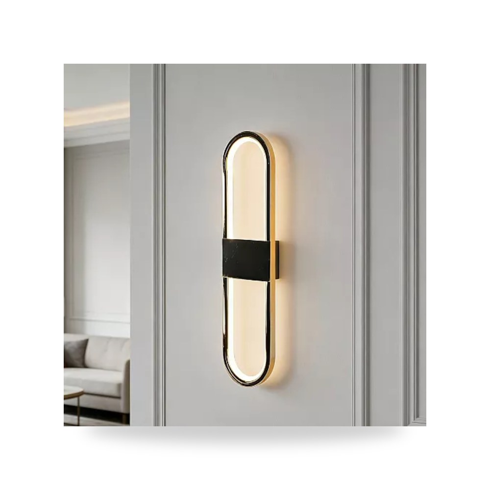 أبليك جداري بيضاوي سادة ذهبي 15W طول 59cm هامر همر موديل UP-15