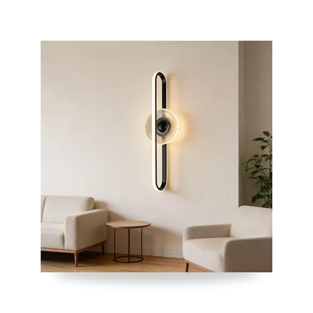 أبليك جداري وردة ومسطرة أسود 15W طول 59cm هامر همر موديل UP-15