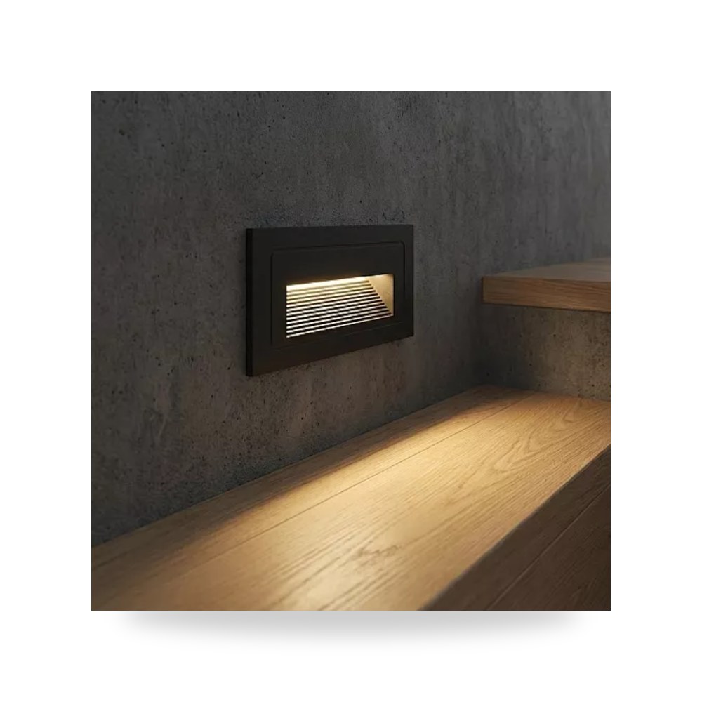 كشاف إضاءة درج دفن ليد 5W أصفر 9x4cm أسود هامر همر موديل UP-15