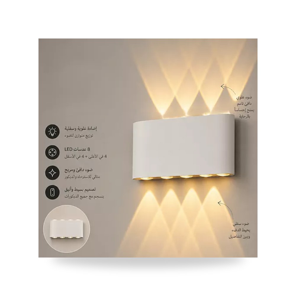 أبليك جداري بوابة رباعي 8 عين LED Hamer أبيض همر موديل UP-15
