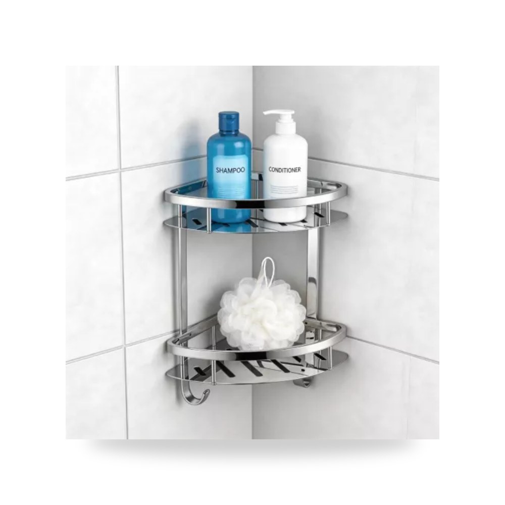 رف زاوية حمام ستانلس ستيل 304 كروم تيتو تييتو موديل مواد صحية