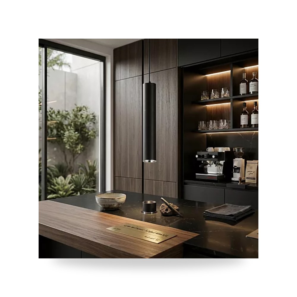 سلندر علاقي أسطواني 60x400 مم GU10 أسود فضي همر موديل UP-15