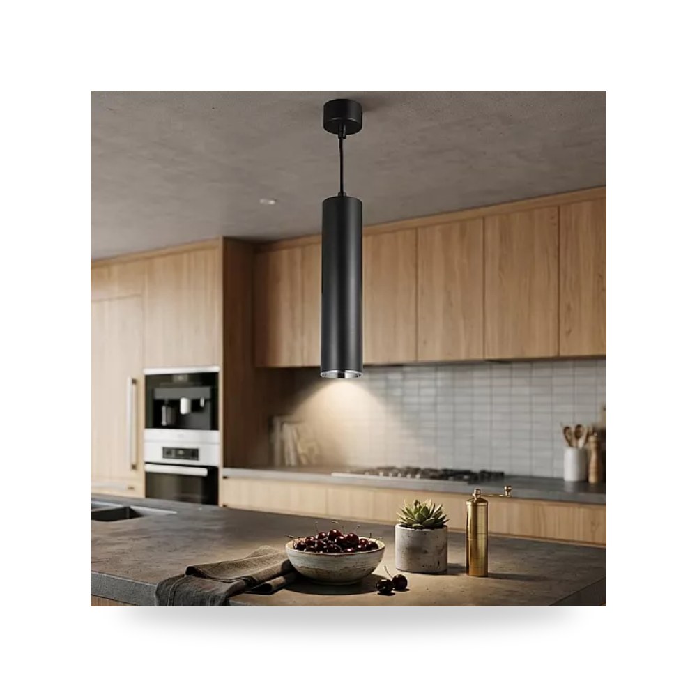 سلندر علاقي أسطواني 60x300 مم GU10 أسود فضي همر موديل UP-15