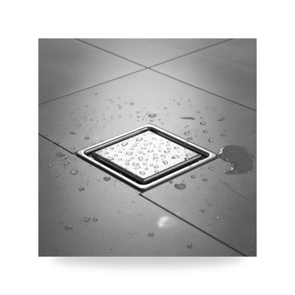 صفاية بلاط مخفية 20×20 ستيل 304 كروم D2411 تيتو تييتو موديل مواد صحية