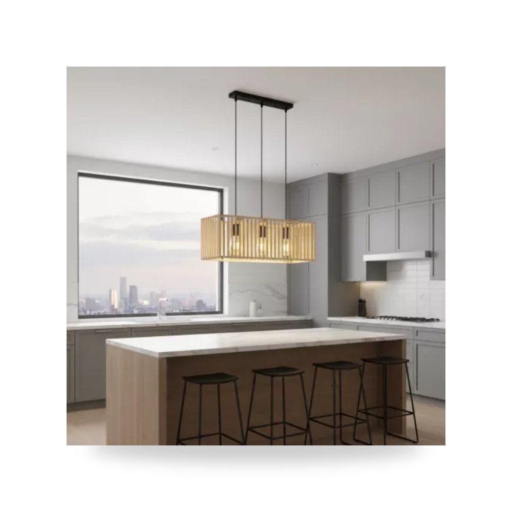 ثريا علاقي خشبي 3 لمبات E27 طراز D6165 همر موديل UP-15