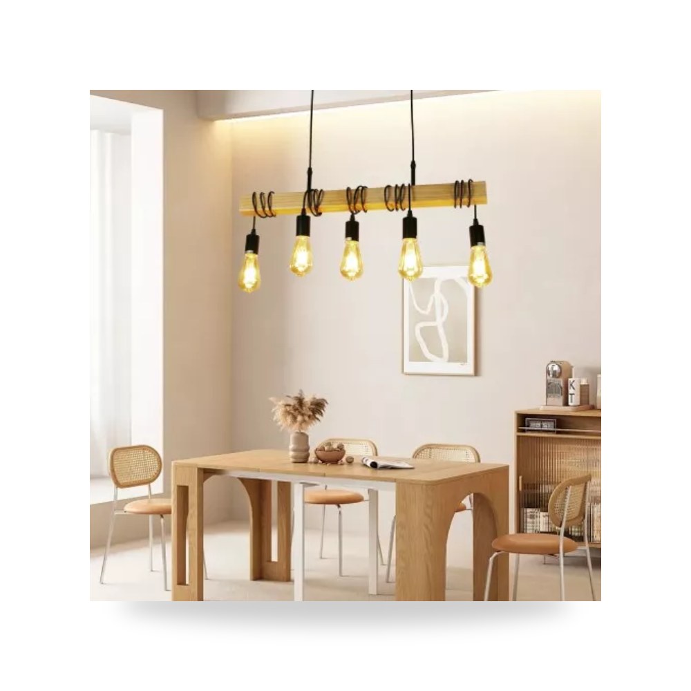 ثريا علاقي خشبي 5 لمبات E27 طراز D6164 همر موديل UP-15