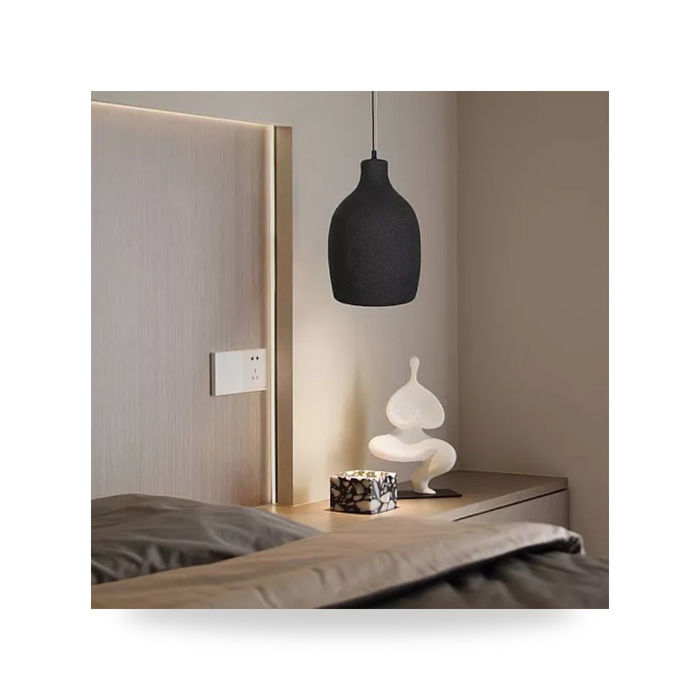 ثريا علاقي مفرد أسود 30 سم E27 D6458 همر موديل UP-15