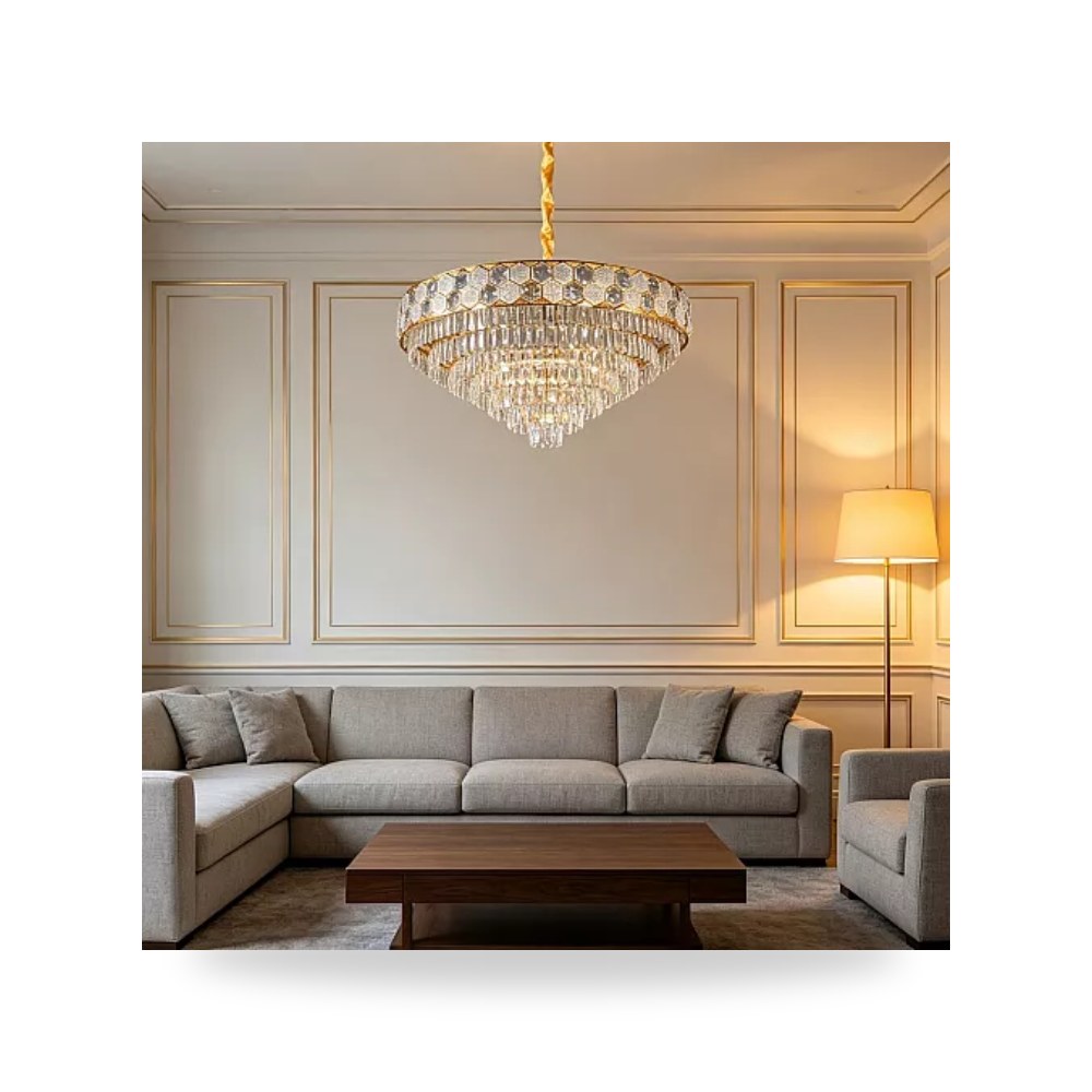 ثريا علاقي شمعات ذهبي 100 سم E14 E6884 همر موديل UP-15