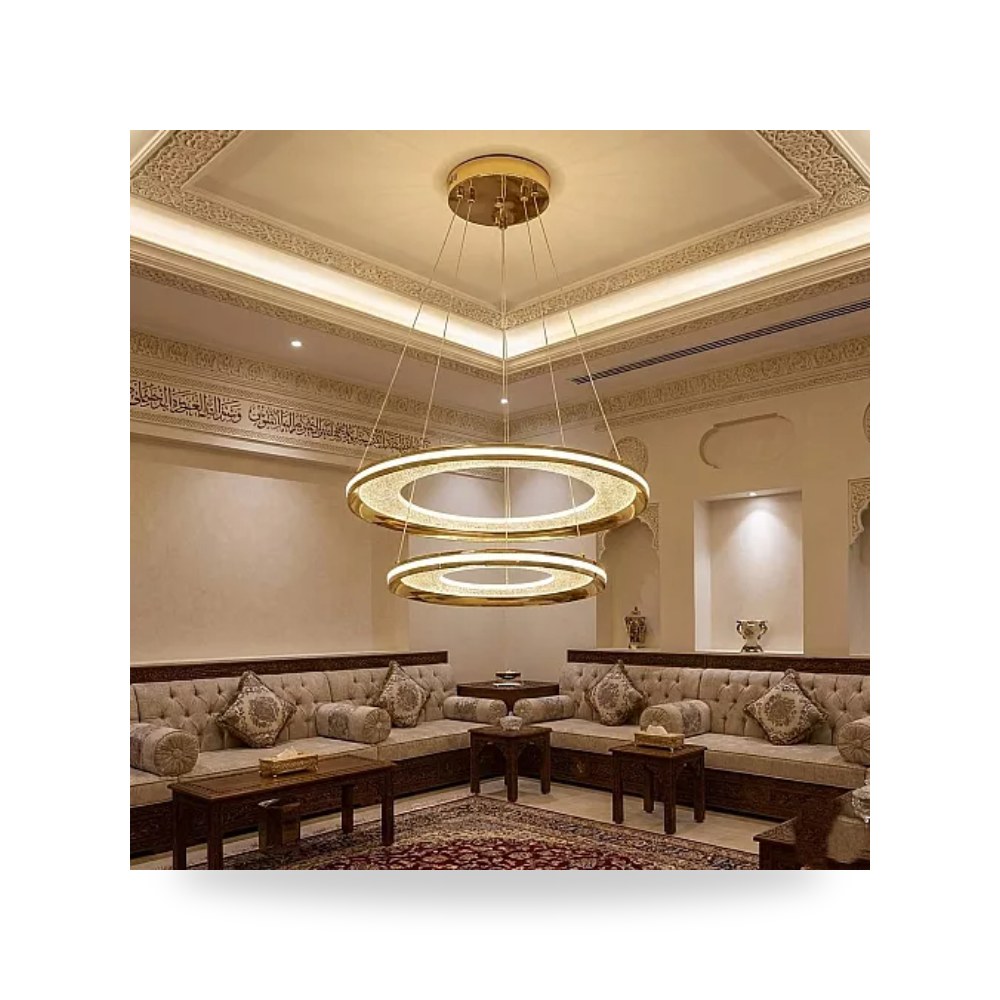 ثريا علاقي دائرية ذهبي 115W ثلاث إضاءات همر Hamer موديل UP-15